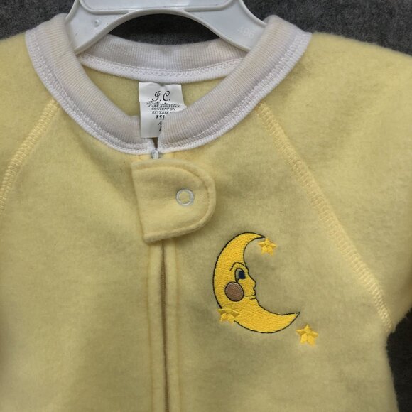 NWT J.C. Collections Footed Fleece Pajamas Baby 18-24M Yellow Moon Embroidered - Picture 3 of 7